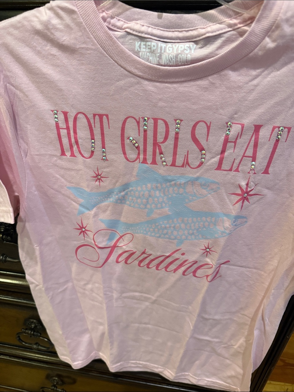 Pink "Hot Girls Eat Sardines" Graphic Tee